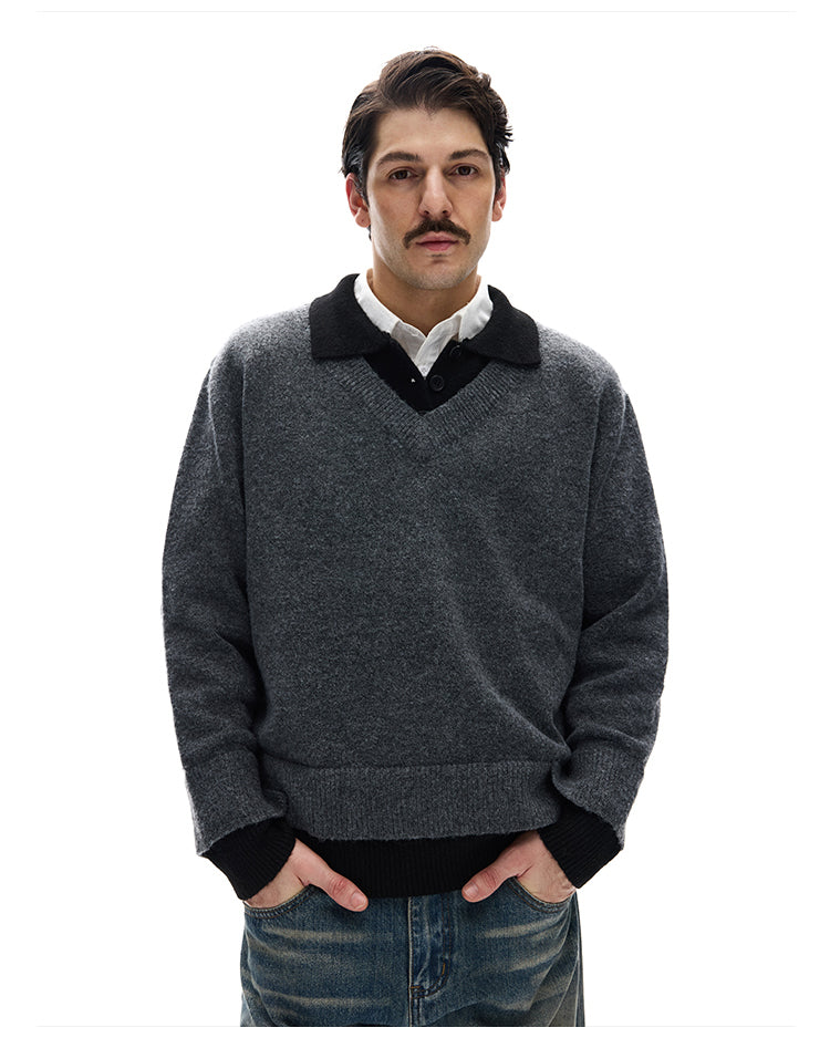 MADWITCH SPLIT COLLAR SWEATER #G530