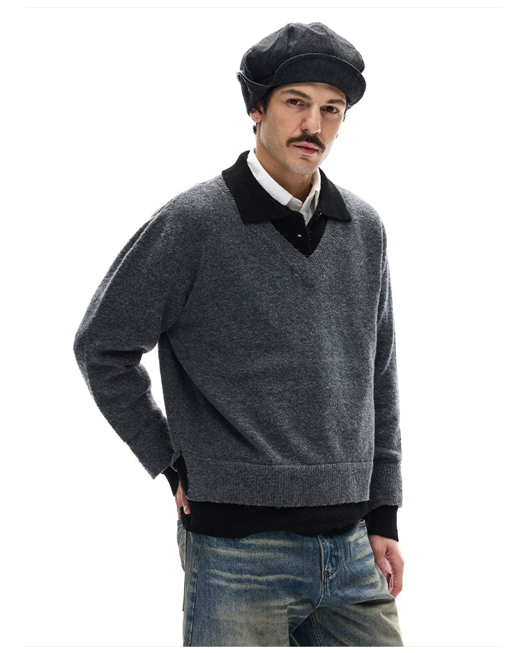 MADWITCH SPLIT COLLAR SWEATER #G530