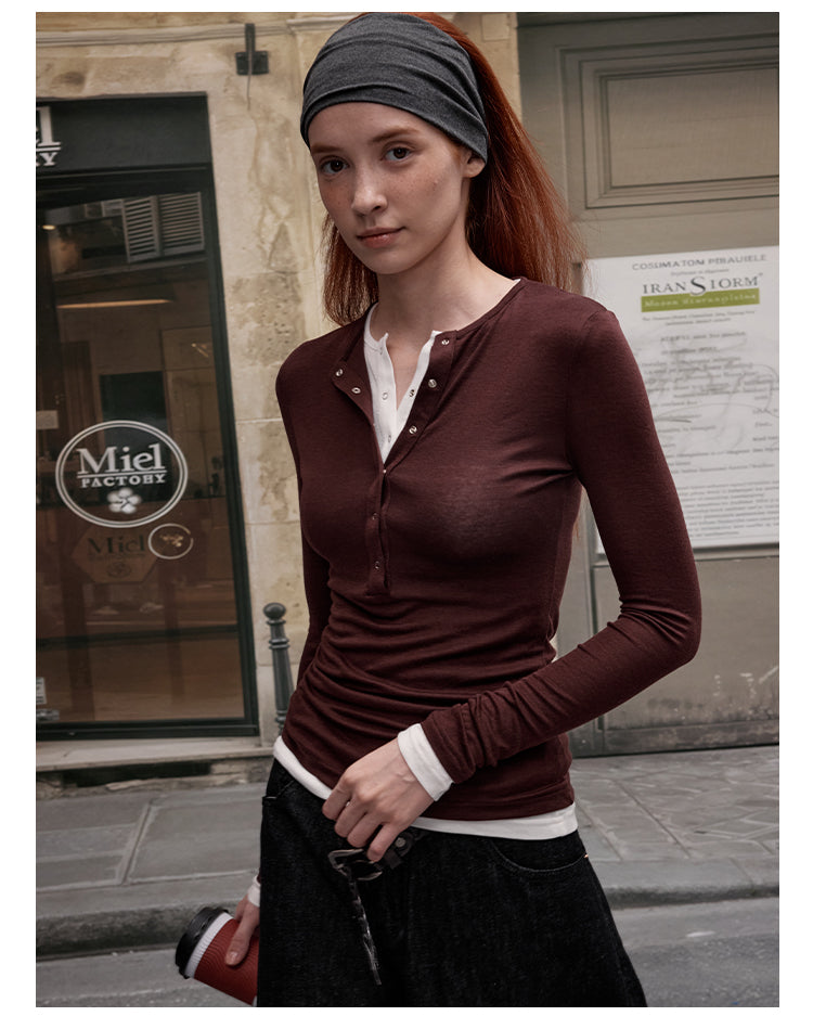 MADWITCH DOUBLE LAYER BUTTON SHIRT #G1439