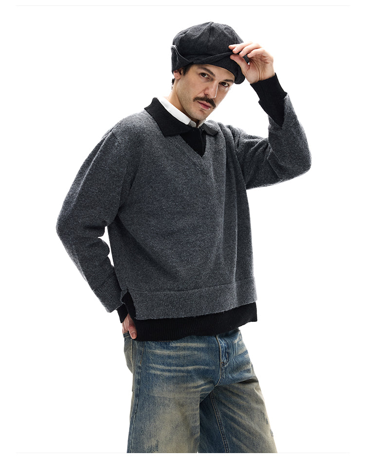 MADWITCH SPLIT COLLAR SWEATER #G530