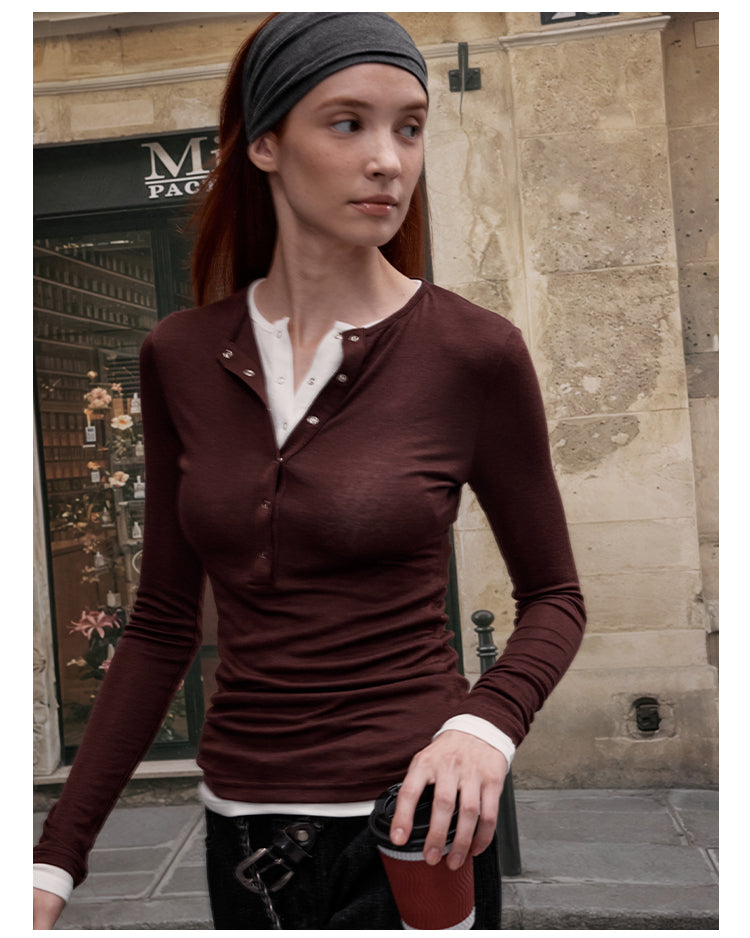 MADWITCH DOUBLE LAYER BUTTON SHIRT #G1439