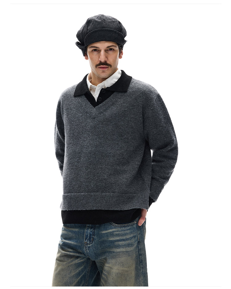 MADWITCH SPLIT COLLAR SWEATER #G530