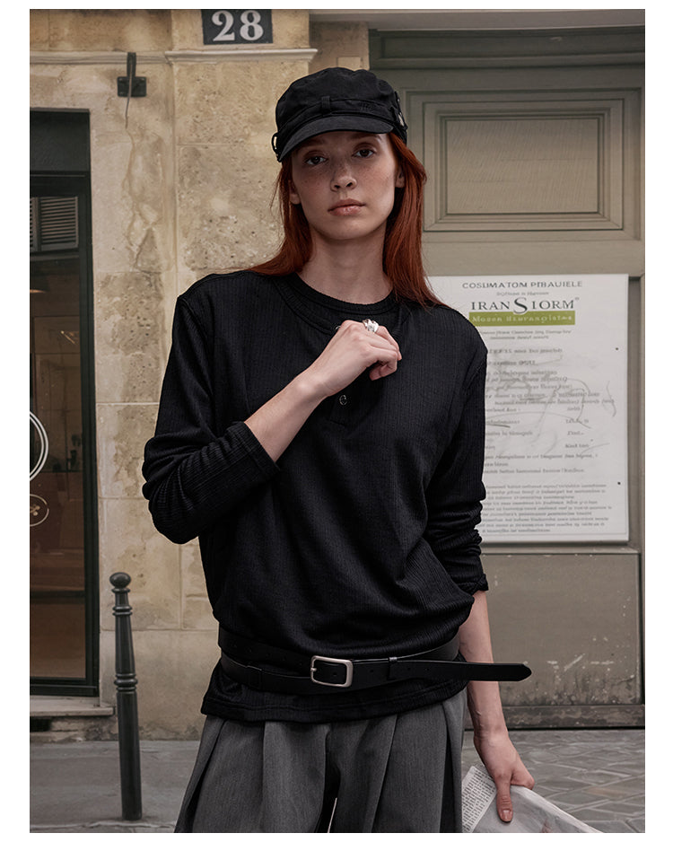 MADWITCH FAUX TWO-PIECE LAYERING TOP #880511