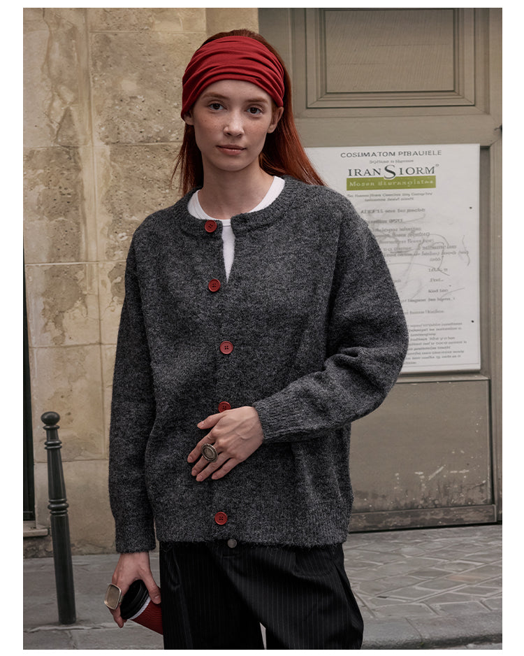 MADWITCH BUTTON FRONT KNIT SWEATER #AB1107