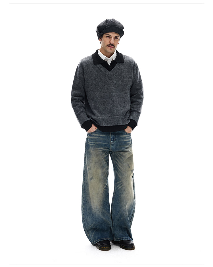 MADWITCH SPLIT COLLAR SWEATER #G530