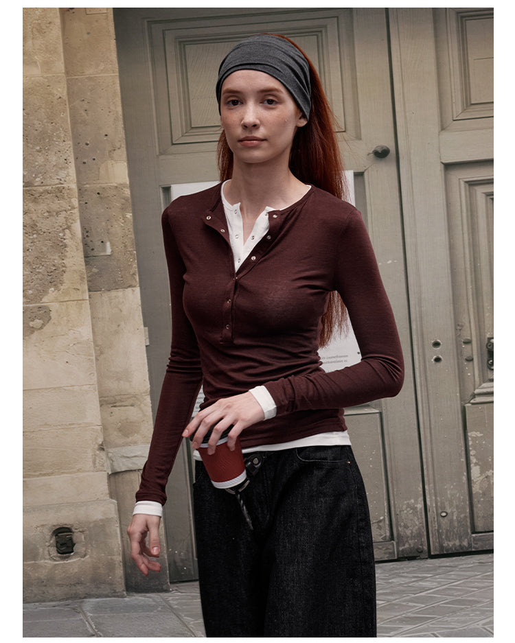 MADWITCH DOUBLE LAYER BUTTON SHIRT #G1439