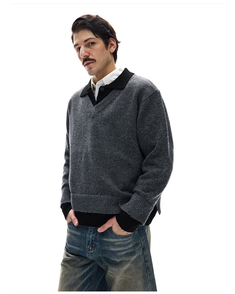 MADWITCH SPLIT COLLAR SWEATER #G530