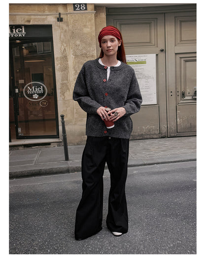 MADWITCH BUTTON FRONT KNIT SWEATER #AB1107