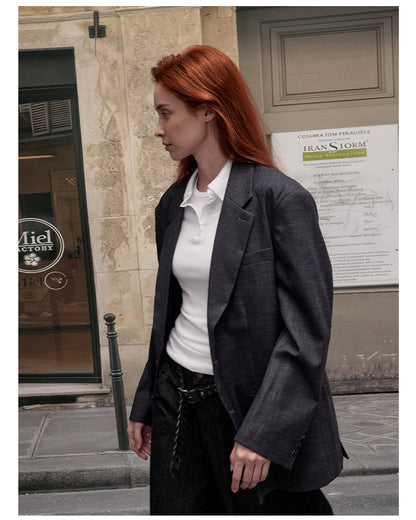 MADWITCH CHECKERED MID-LENGTH BLAZER #2712