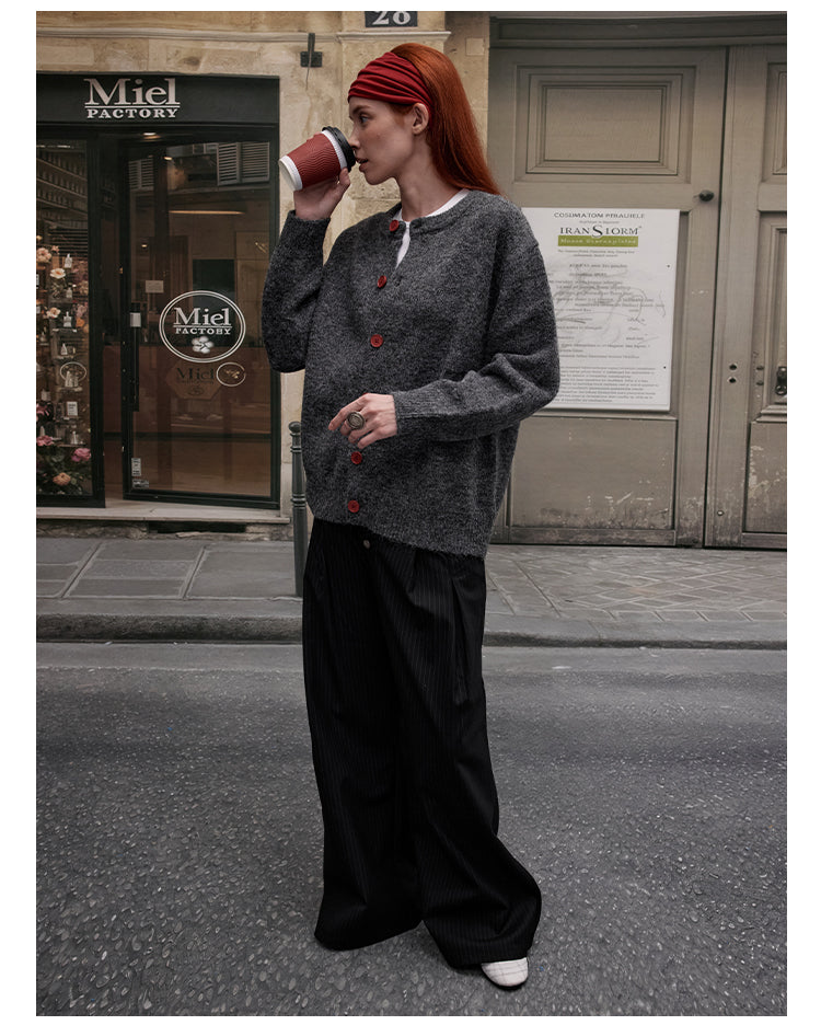 MADWITCH BUTTON FRONT KNIT SWEATER #AB1107