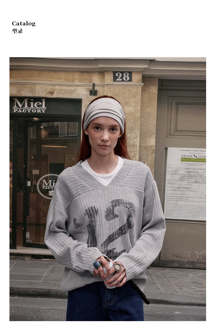 MADWITCH V-NECK KNIT SWEATER #M2510