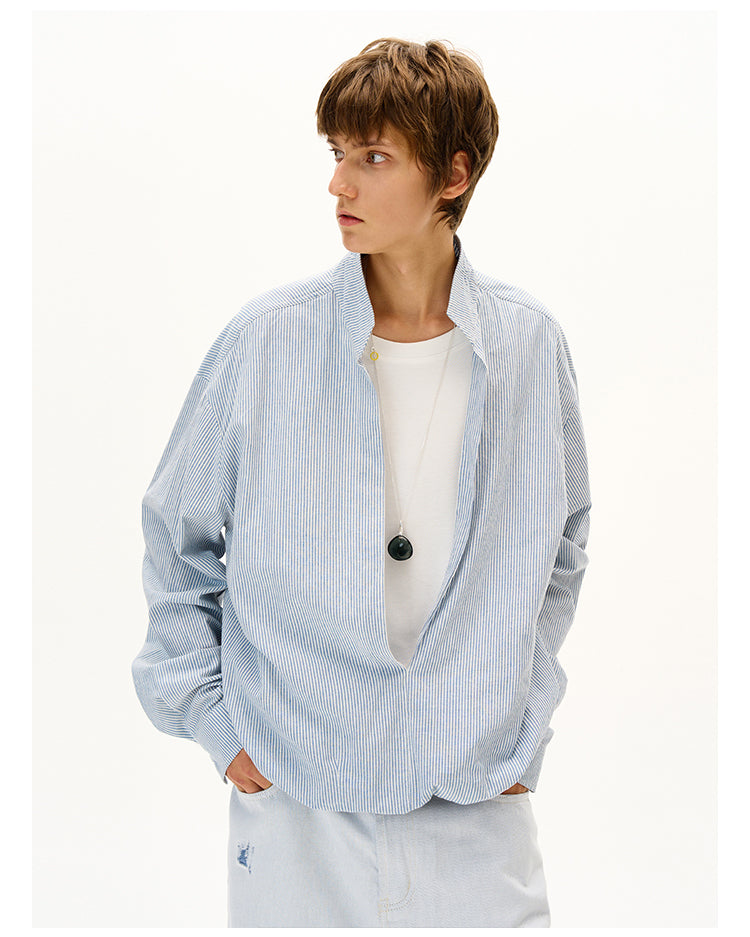 MADWITCH FAUX TWO-PIECE LONG SLEEVE SHIRT #CR608