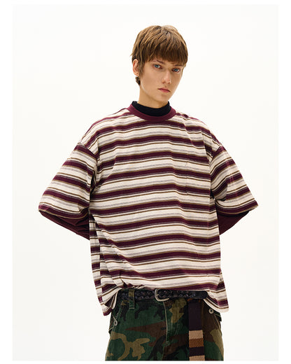 MADWITCH FAUX LAYERED STRIPE LONG SLEEVE #990369