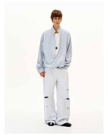 MADWITCH FAUX TWO-PIECE LONG SLEEVE SHIRT #CR608