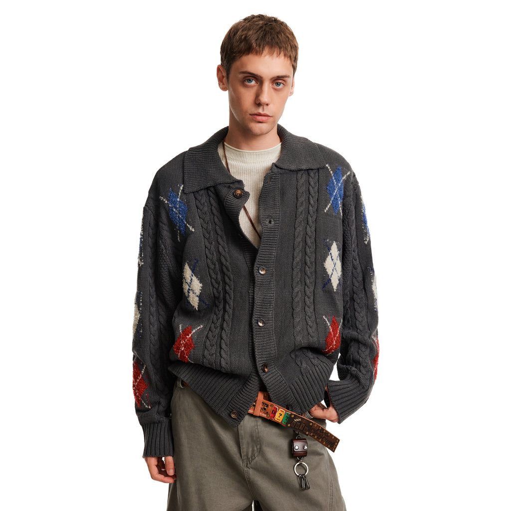 MADWITCH ARGYLE TWIST SWEATER #AW25306