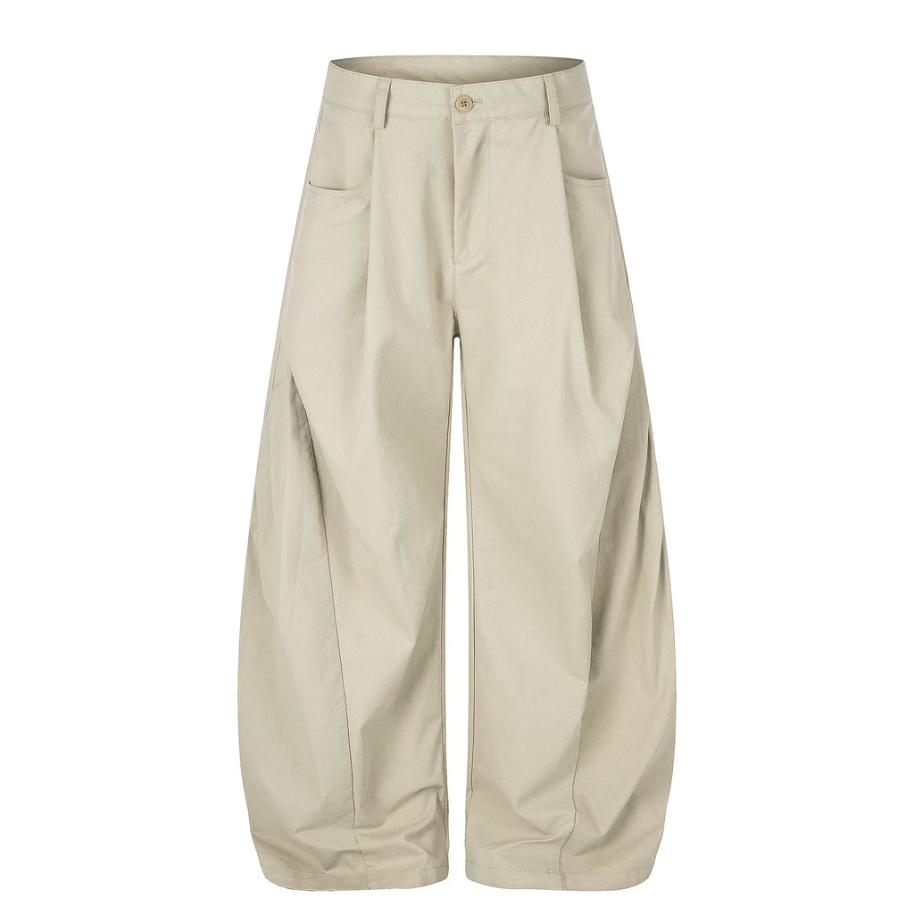 MADWITCH DOUBLE-PLEATED CURVED WIDE-LEG PANTS #A638