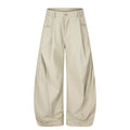 MADWITCH DOUBLE-PLEATED CURVED WIDE-LEG PANTS #A638