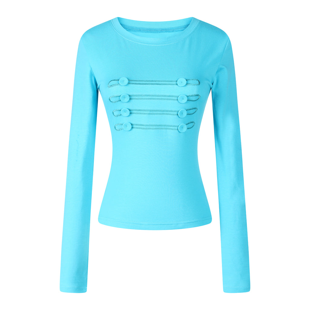MADWITCH NAPOLEON-BUTTON CROPPED LONG-SLEEVE TOP #L2026741