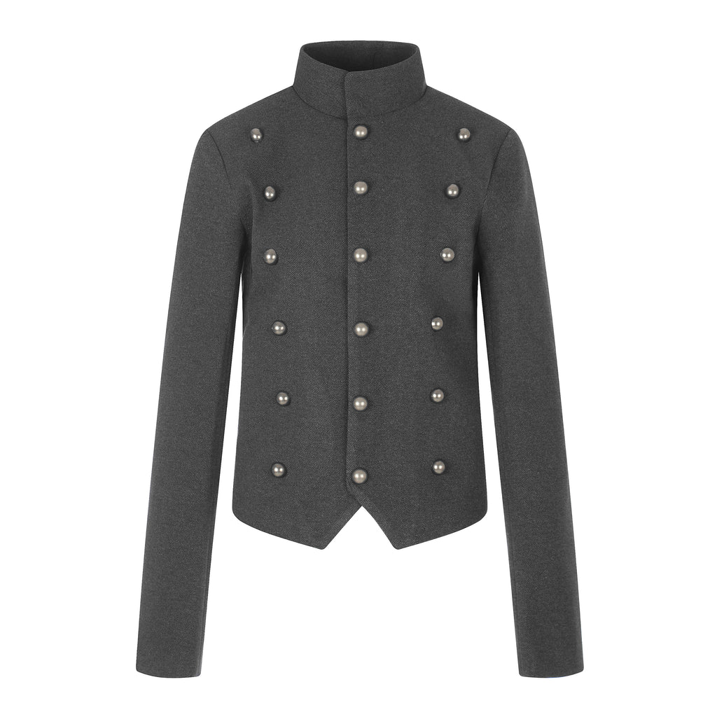 MADWITCH ASYMMETRIC-HEM CROPPED STAND-COLLAR JACKET #CW1385N