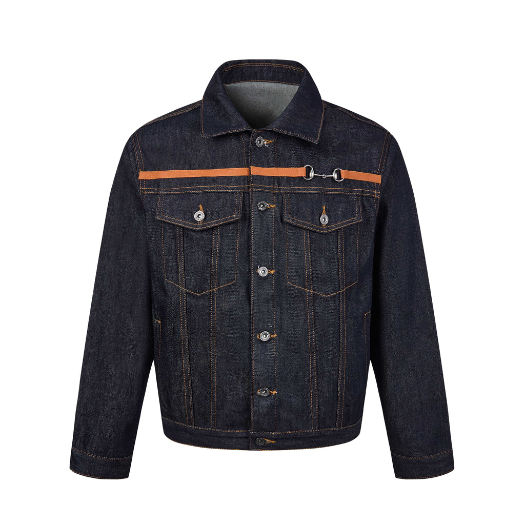 MADWITCH RAW-DENIM COLLARED CROPPED UTILITY JACKET #2606WT3040