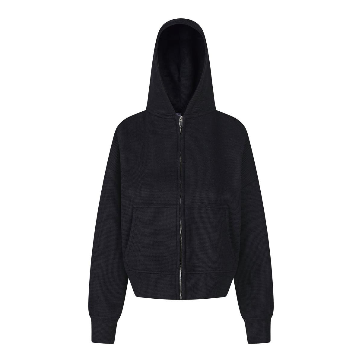 MADWITCH CROPPED WAFFLE-KNIT ZIP HOODIE #L2026736