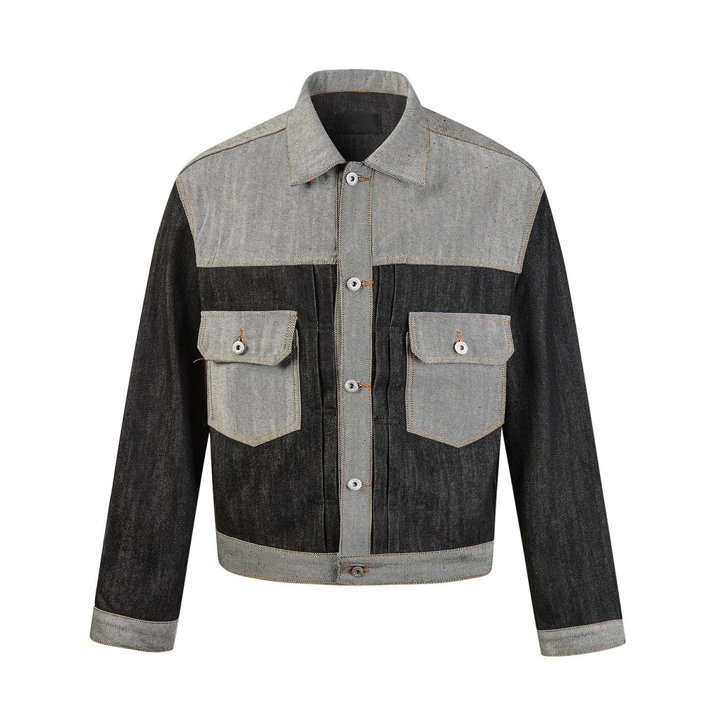 MADWITCH CONTRAST-COLLAR DUAL-POCKET CROPPED DENIM JACKET #2606WT3023