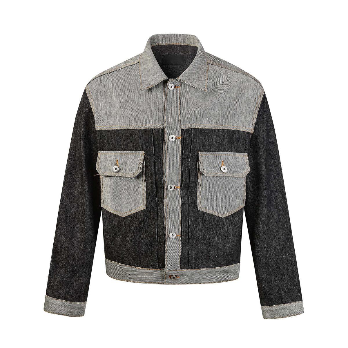 MADWITCH CONTRAST-COLLAR DUAL-POCKET CROPPED DENIM JACKET #2606WT3023