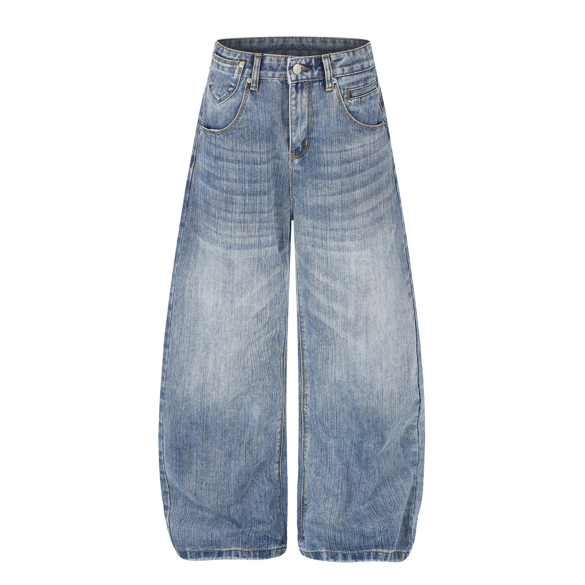 MADWITCH CINCH-BACK STUDDED CURVED-LEG JEANS #G60083