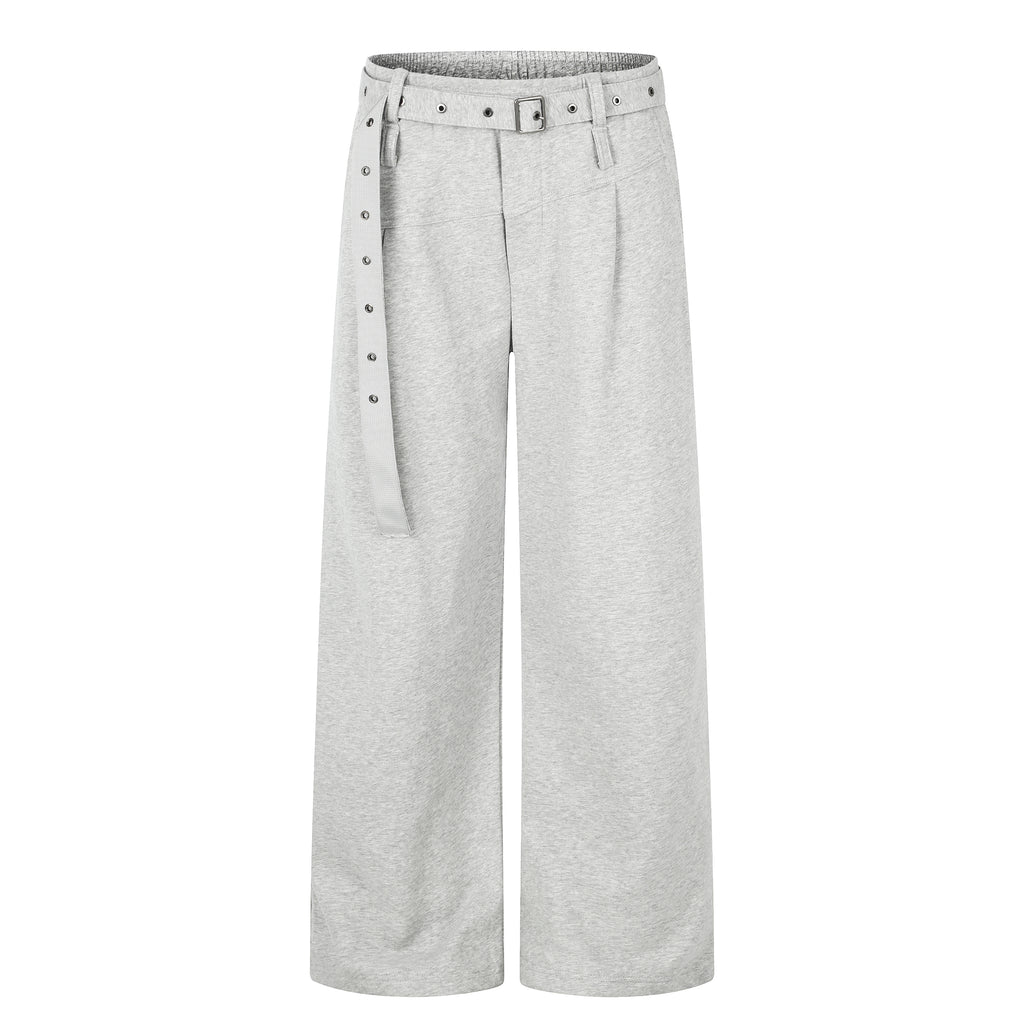 MADWITCH EYELET-BELTED WIDE-LEG RELAXED SWEATPANTS #CK61113