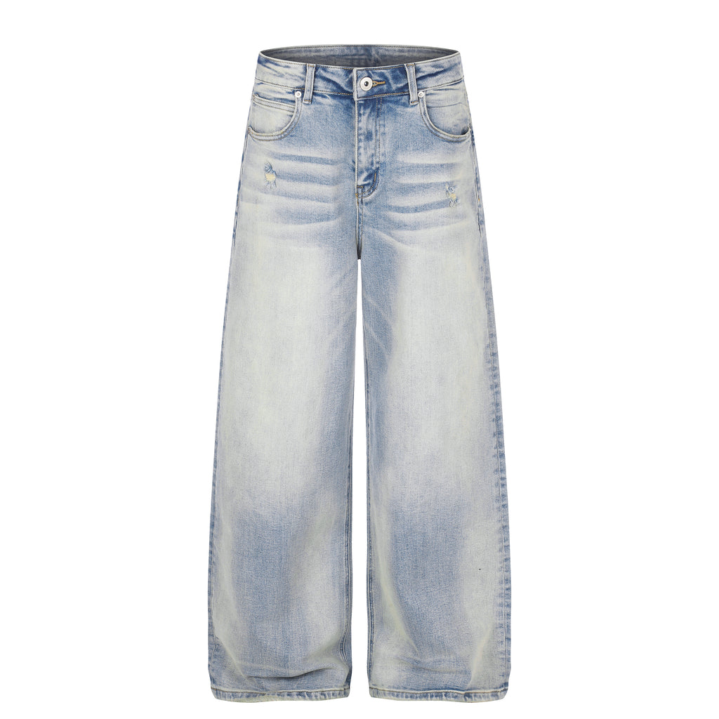 MADWITCH VINTAGE WASHED DISTRESSED WIDE-LEG JEANS #BKJ7601