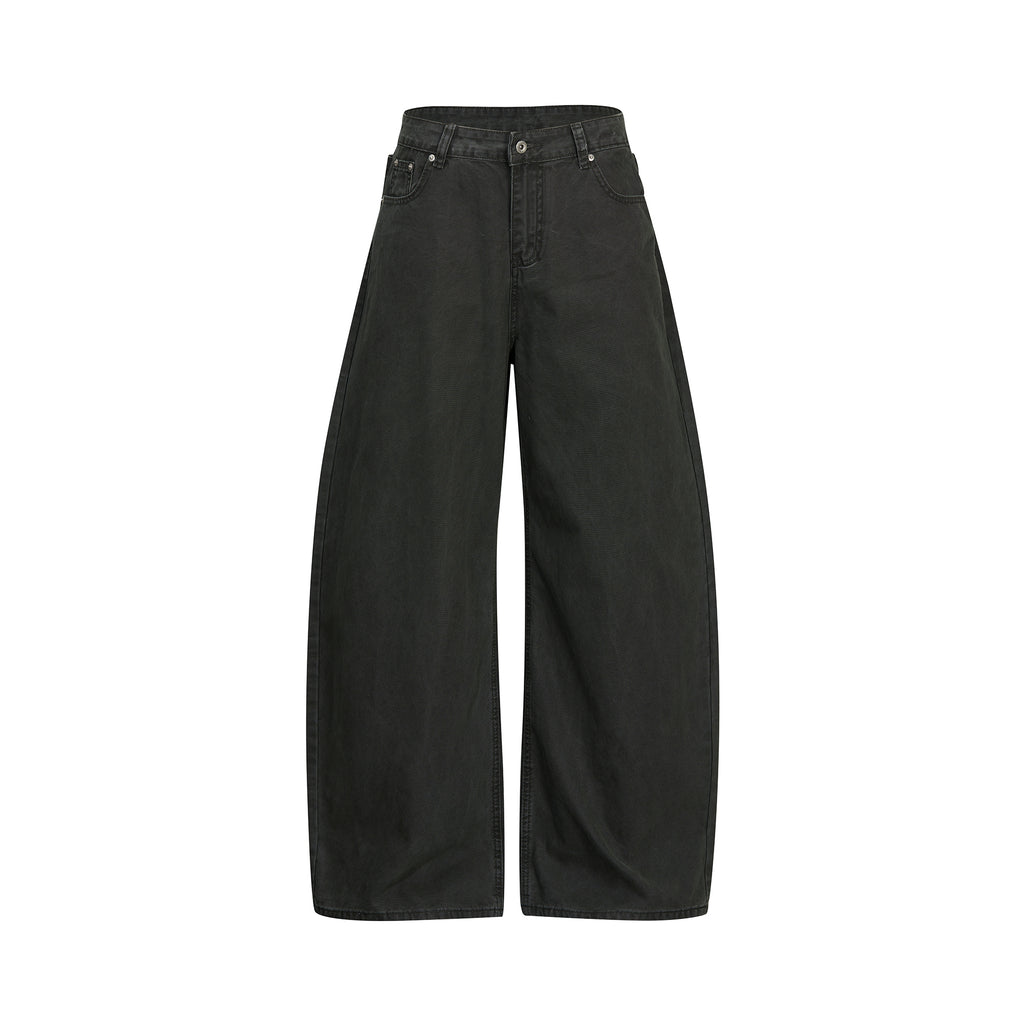 MADWITCH CURVED-LEG WASHED LACE-BACK TROUSERS #K7386