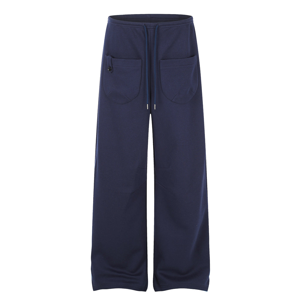 MADWITCH BUTTON-POCKET DRAWSTRING WIDE-LEG SWEATPANTS #C1079
