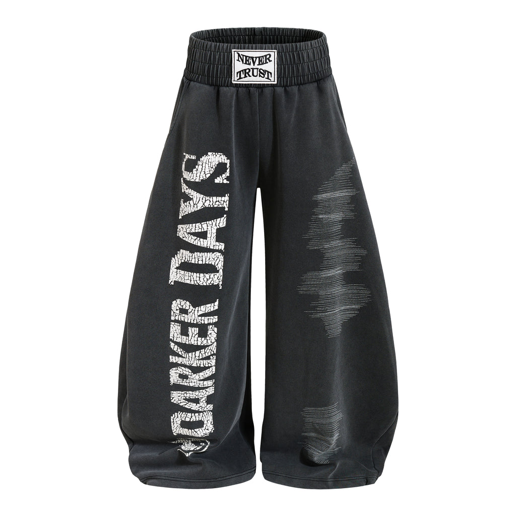 MADWITCH CRACKED-PRINT WASHED SWEATPANTS #H6797