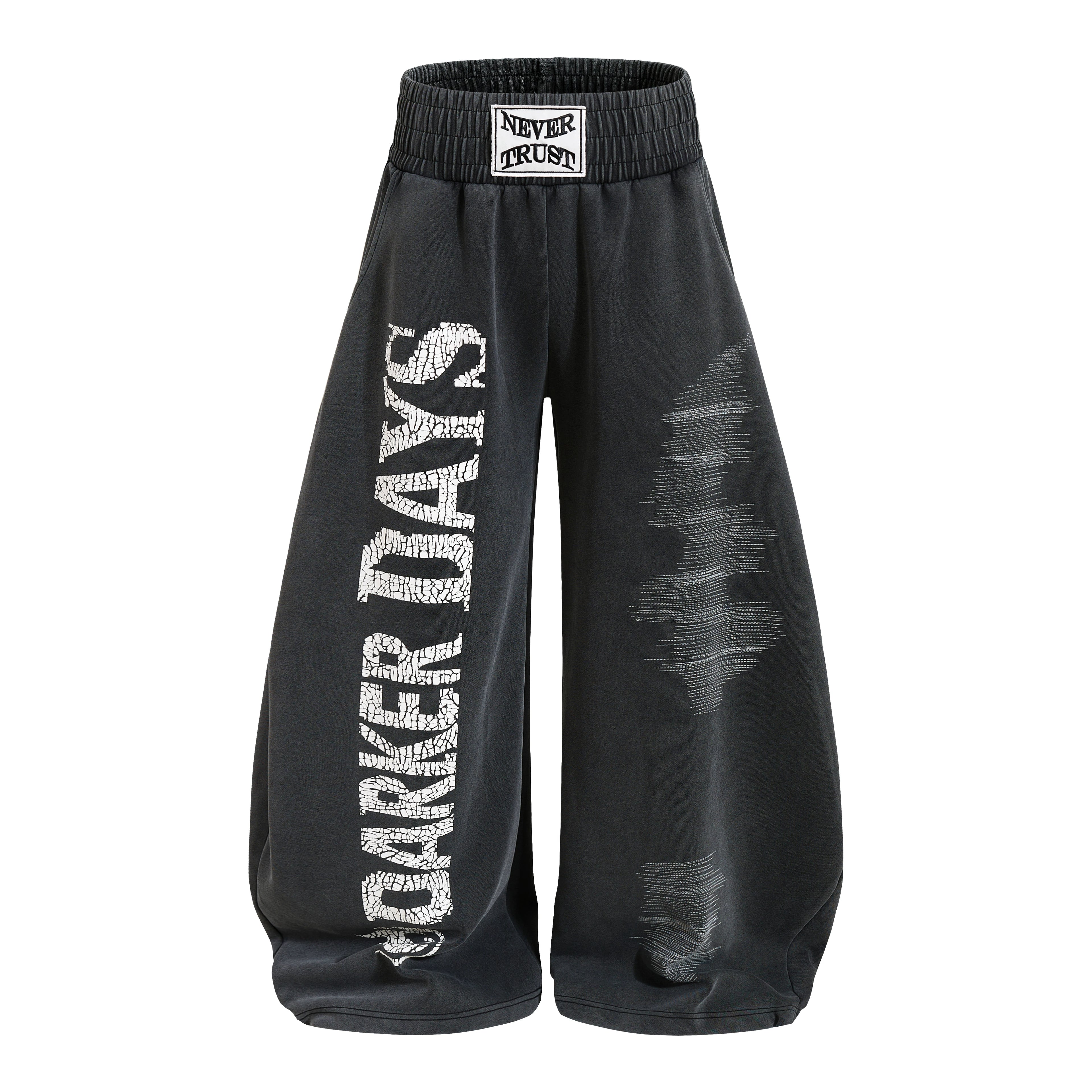 MADWITCH CRACKED-PRINT WASHED SWEATPANTS #H6797