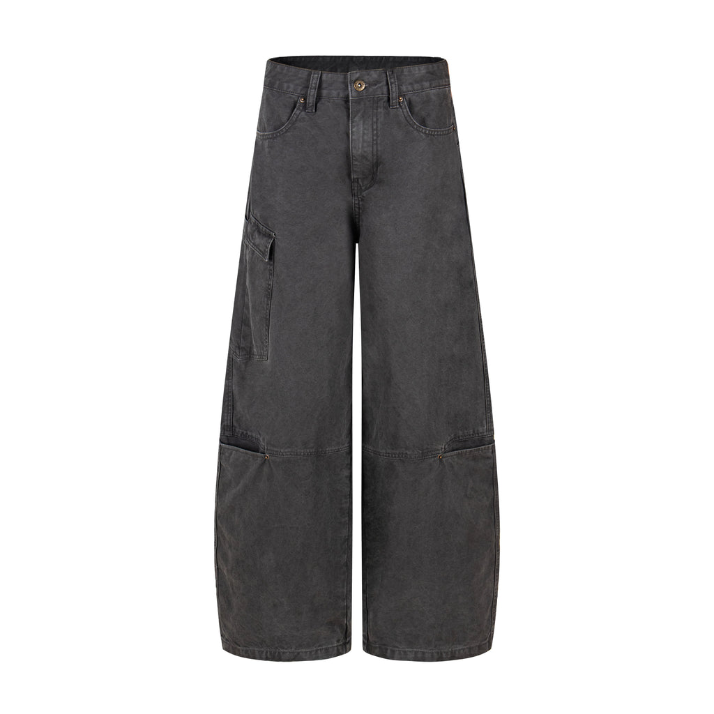 MADWITCH WASHED MULTI-POCKET CURVED-LEG CARGO PANTS #DR9622