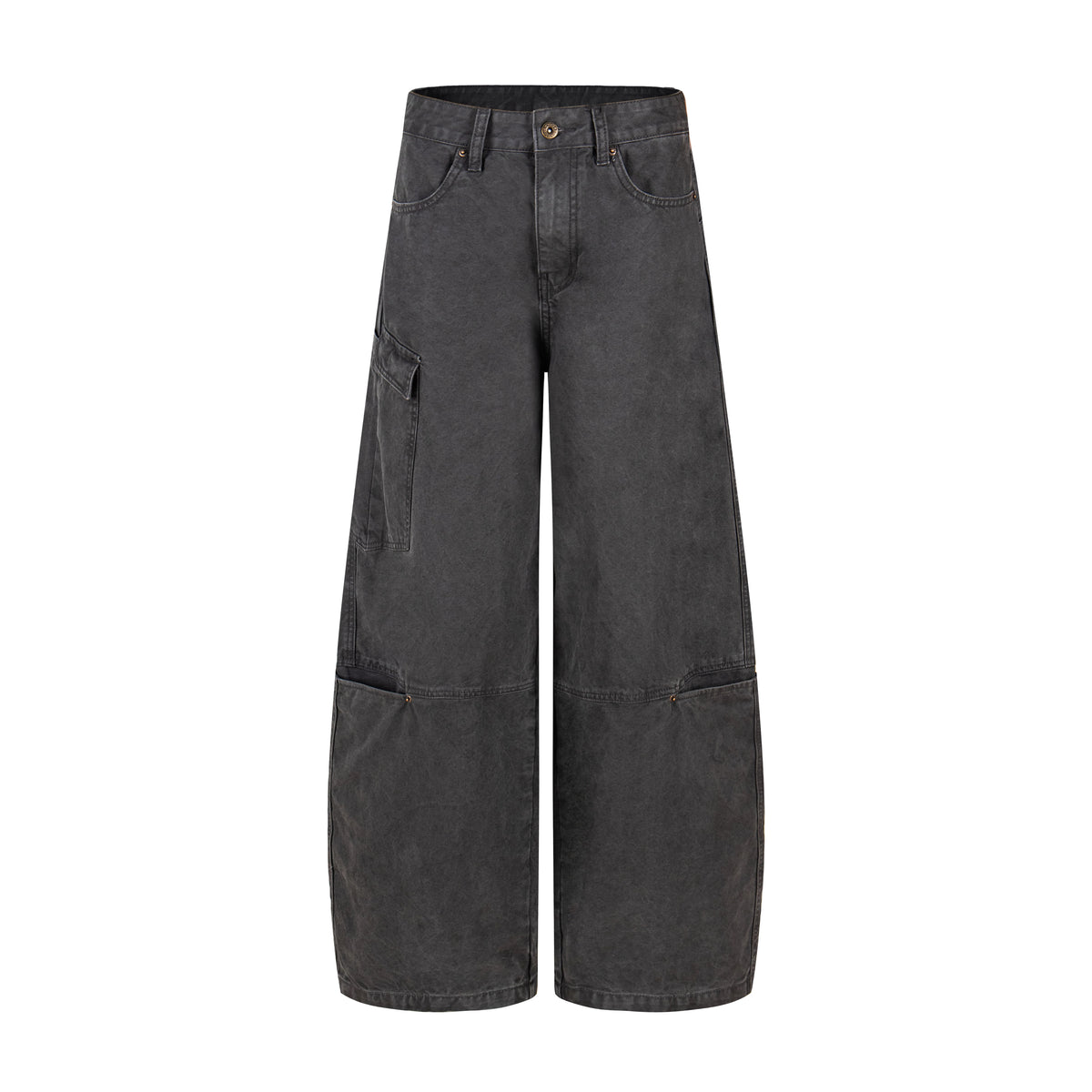 MADWITCH WASHED MULTI-POCKET CURVED-LEG CARGO PANTS #DR9622