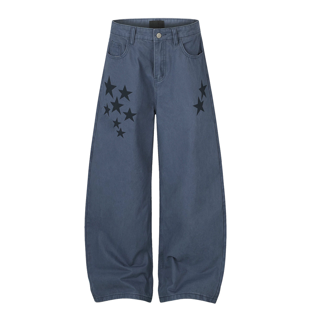 MADWITCH STAR-PRINT WASHED WIDE-LEG TROUSERS #G60156