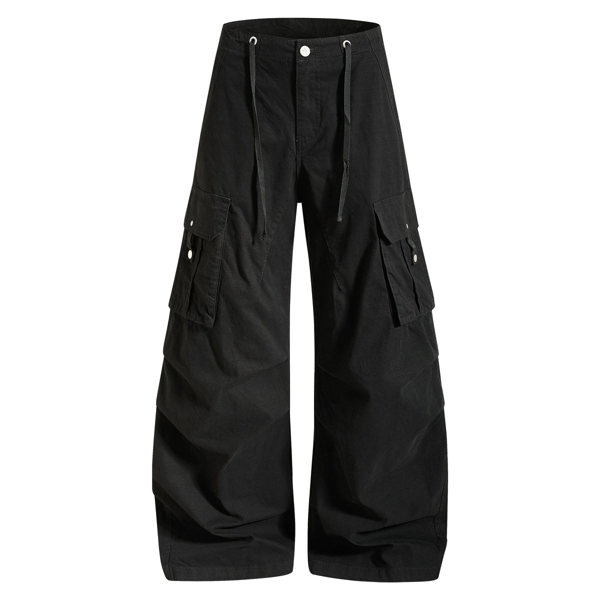 MADWITCH PLEATED MULTI-POCKET CURVED-LEG CARGO PANTS #6856