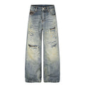 MADWITCH LEOPARD-POCKET DISTRESSED WIDE-LEG JEANS #G60073