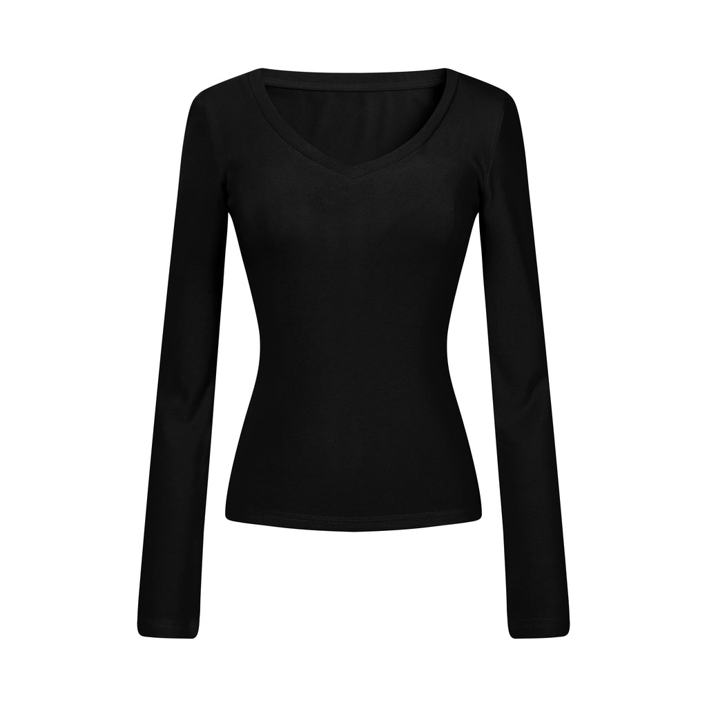 MADWITCH MINIMALIST U-NECK SLIM LONG-SLEEVE T-SHIRT #69766