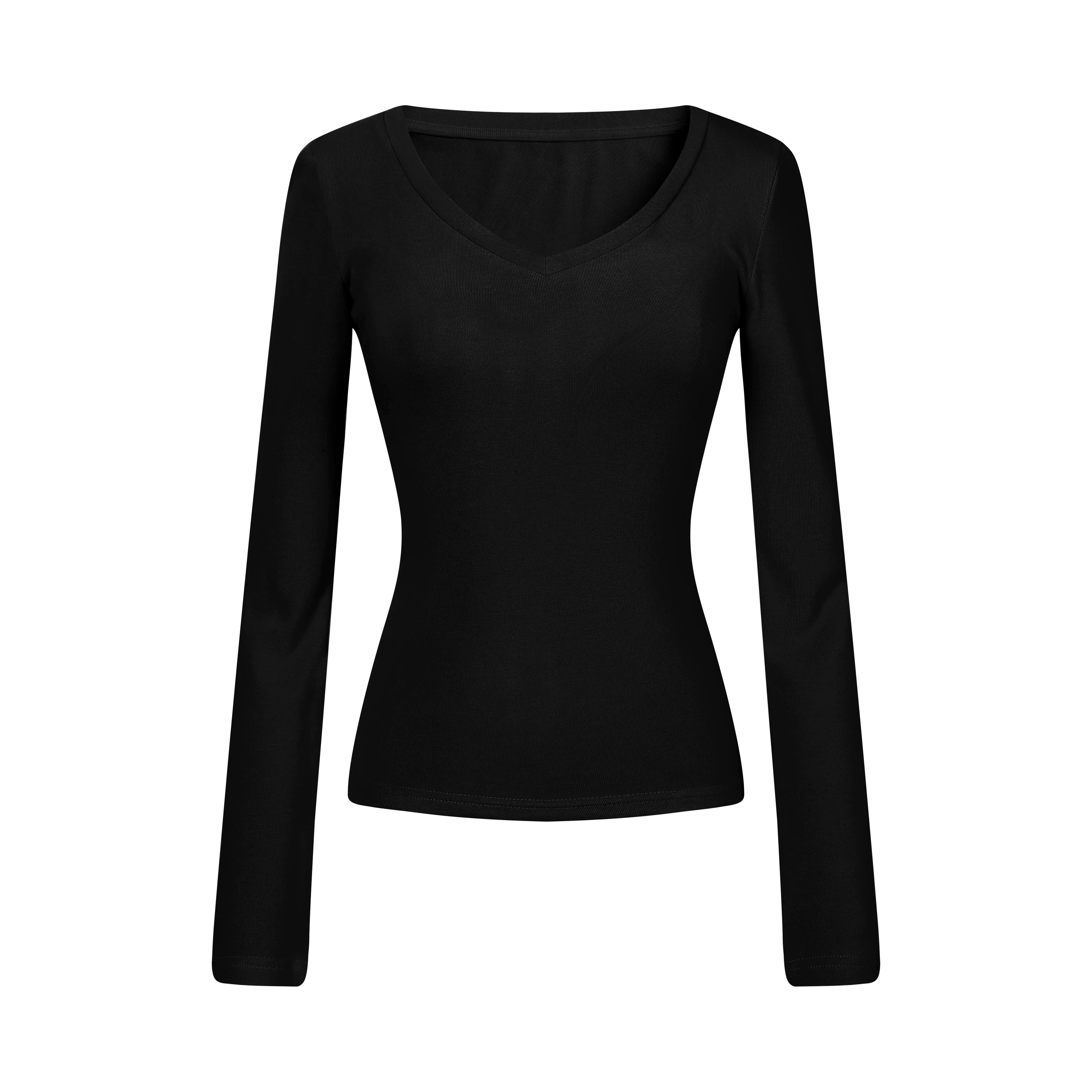 MADWITCH MINIMALIST U-NECK SLIM LONG-SLEEVE T-SHIRT #69766