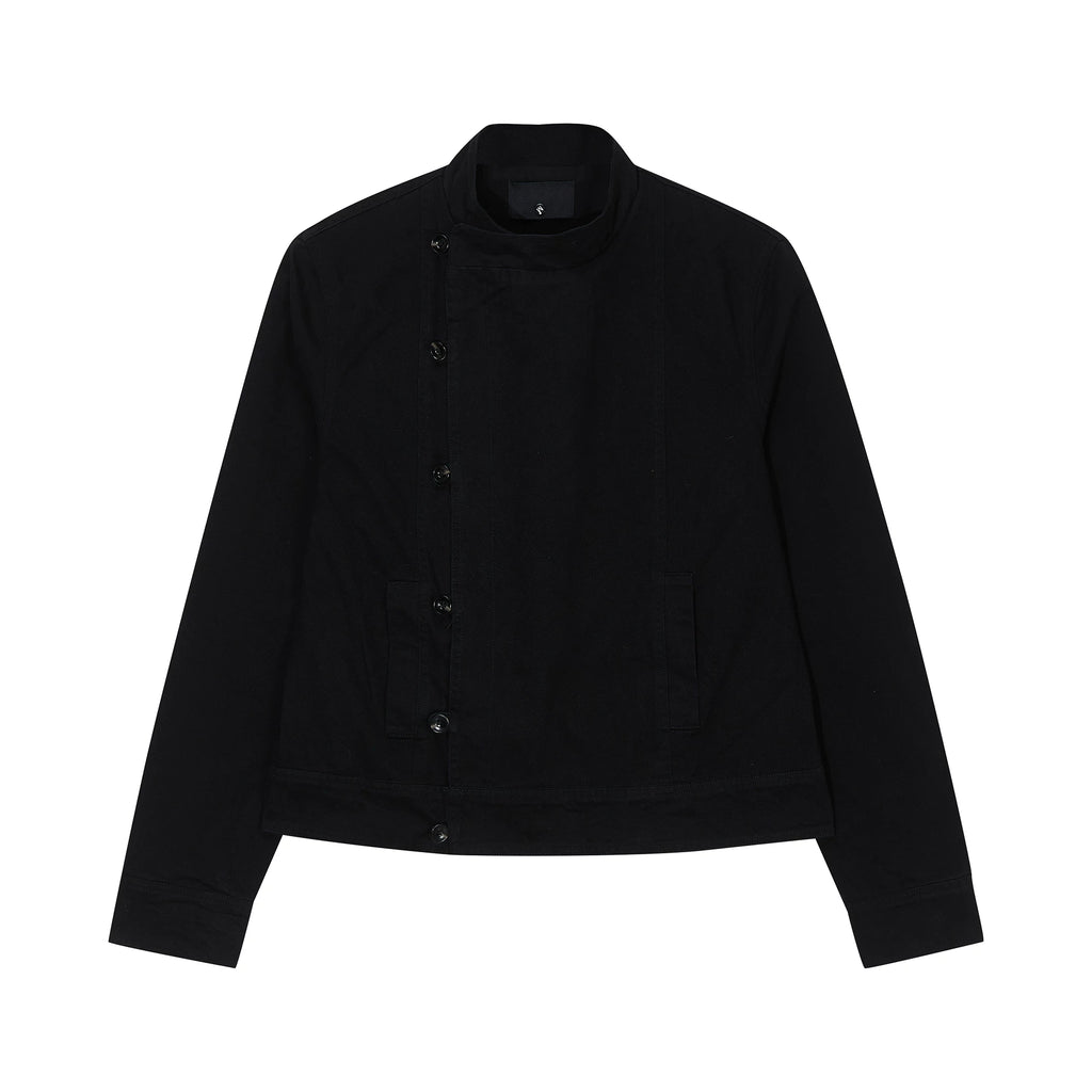 MADWITCH ASYMMETRIC WASHED STAND-COLLAR JACKET #N610