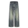 MADWITCH DOUBLE-PLEATED WASHED WIDE-LEG JEANS #CK9853