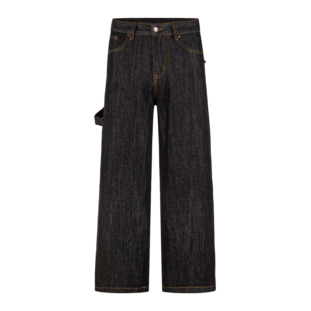 MADWITCH BACK-EMBROIDERED RAW-DENIM WIDE-LEG JEANS #DR8219