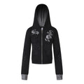 MADWITCH STUDDED SCROLL-PRINT HOODIE CARDIGAN #L2026544