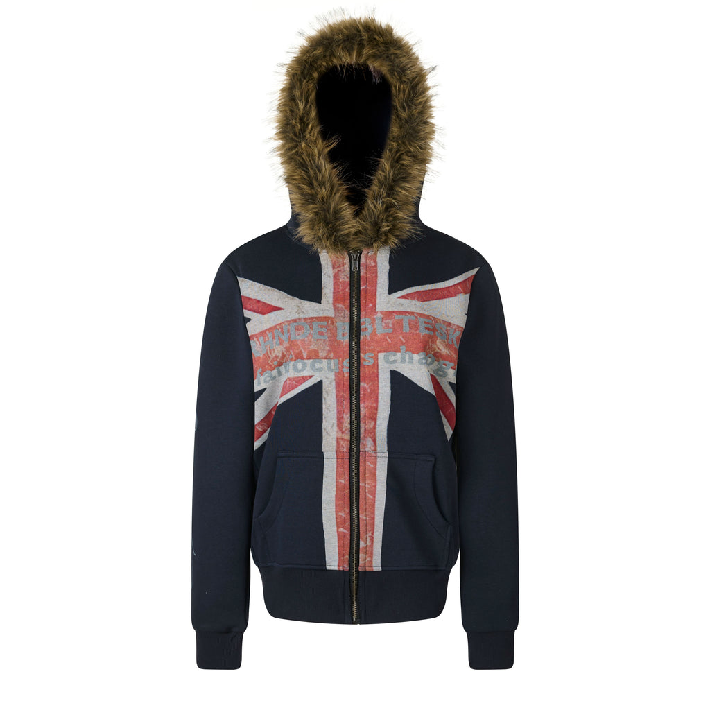 MADWITCH UNION JACK FUR-COLLAR HOODIE #2026553