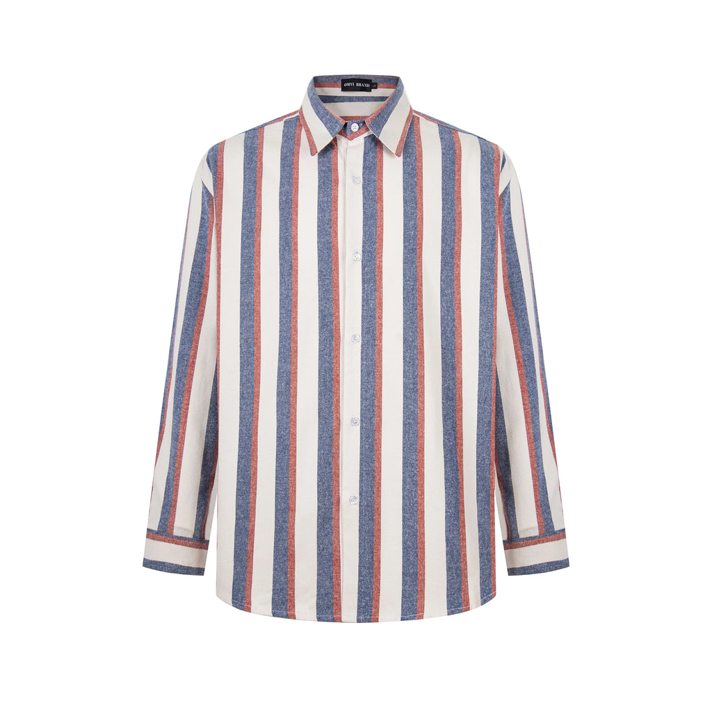 MADWITCH RED-AND-BLUE STRIPED OVERSIZED SHIRT #B302