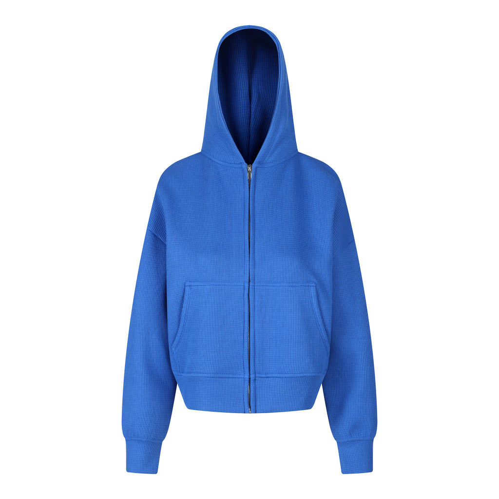 MADWITCH CROPPED WAFFLE-KNIT ZIP HOODIE #L2026736