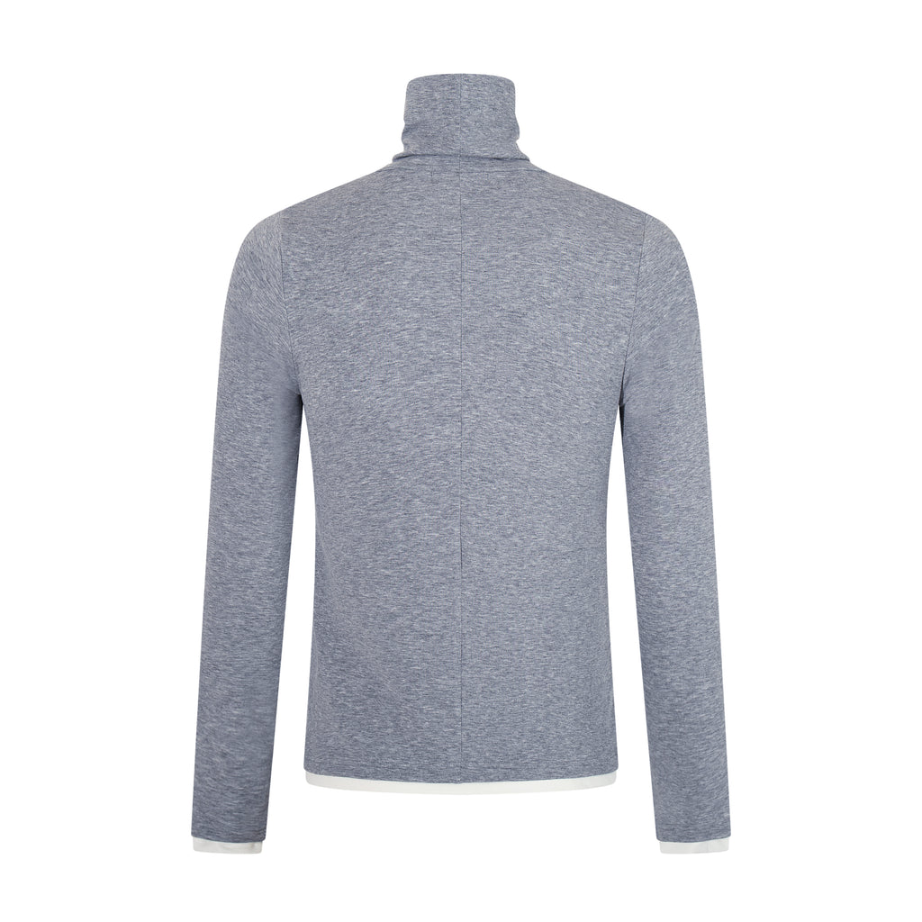 MADWITCH CONTRAST-LAYERED LYOCELL HIGH-NECK SLIM-FIT LONGSLEEVE TEE #AW26144