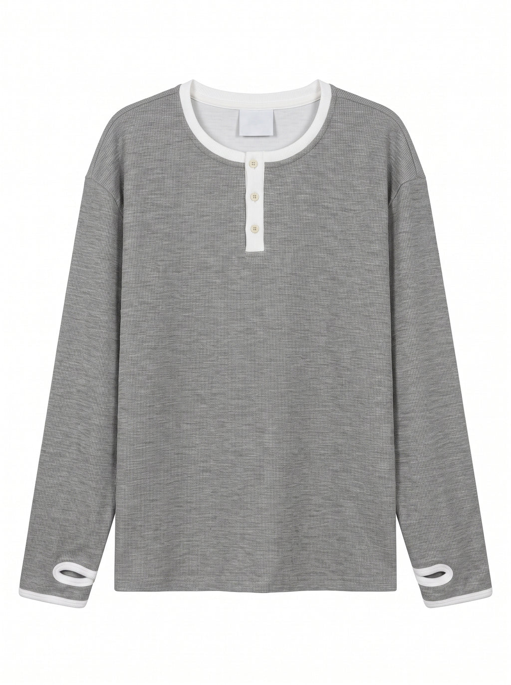 MADWITCH THUMB-HOLE CONTRAST WAFFLE HENLEY SHIRT #RT108